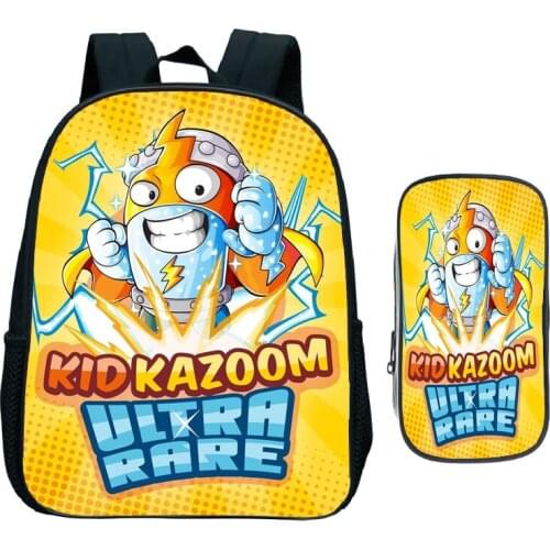 Child Hot Game Super Zings Kindergarten Backpack 2pcs Set Superzings Primary School Bag Children Bookbag Gift(Rucksack+Pen Bag)