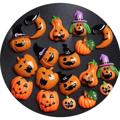 20pcs Mix DIY Halloween series resin charms flatback ghost pumpkin cabochon jewelry cream glue mobile phone shell accessories