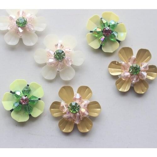 50pcs/lot New 3D Sequin Flowers handmade Sew-on Patches DIY Wedding Crafts Shoes Bags Garment Design Accessory