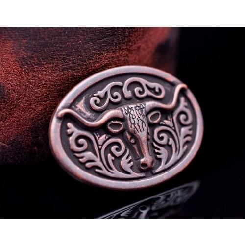 6X 1-1/2" Quality Antique Copper Cowboy Longhorn Bull Flower Saddle Bridle Concho For Leathercraft Hatband Belt Rivetback