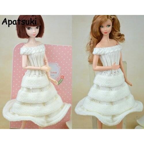 Handmade Doll Accessories Party Wedding Dress Knitting Sweater Dress For Barbie Doll House Clothes For 1/6 BJD Doll