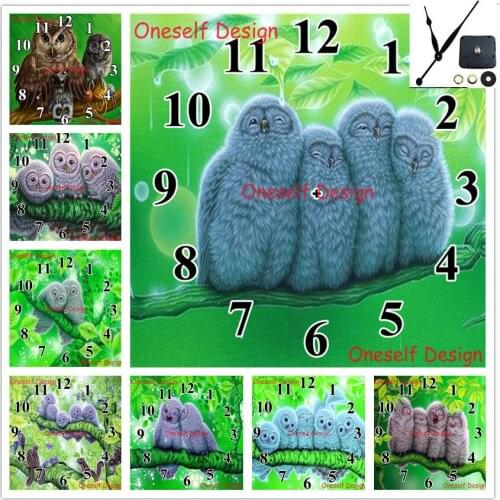 Diy diamond painting with Mechanical clock owl 5d diamond embroidery diamond art kit owl diy diamond mosaic sale wall sticker