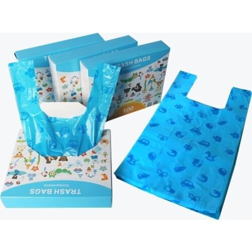 Biodegradable Dog Cat Easy Tie Handle Pet Waste Bags, Doggie Poop Bags Dogs， Baby Diaper Garbage Bag ， Car Trash bag