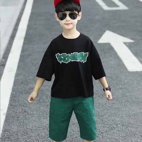 Cuhk childrens short sleeve two-piece childrens wear new boy suits summer suit
