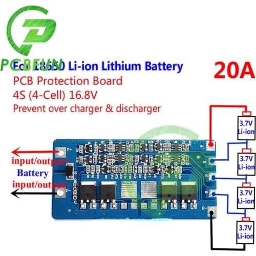 4S 20A Lithium Battery Protection PCB Board 18650 Li-ion Lithium Battery BMS Over Charger or Discharger Protection 14.8V 16.8V
