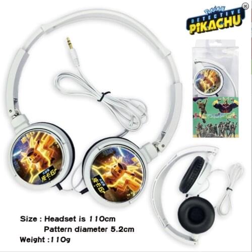 Pikachu Headset Pokemon Headphones Wireless Girls Kids Cartoon Stereo Headset Built-in Microphone Phone Gamer Earphone Gifts