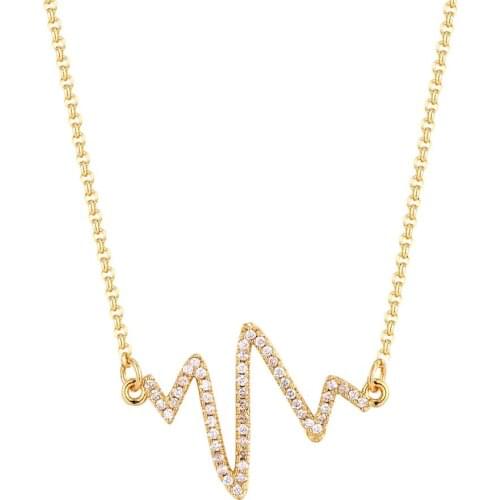 HECHENG zirconia wave line wholesale pendant neckelace gold color chain for women bling jewelry accessries