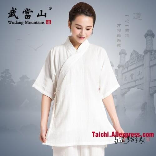 Short Sleeve Chinese Traditional Tai Chi Uniforms Kung Fu Clothing Martial Art wear Unisex Shirt and Pant