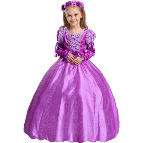2018 Beautiful Girls Princess Dress Rapunzel Dress Children Christmas Carnival Costume For Kids Halloween Party Dress
