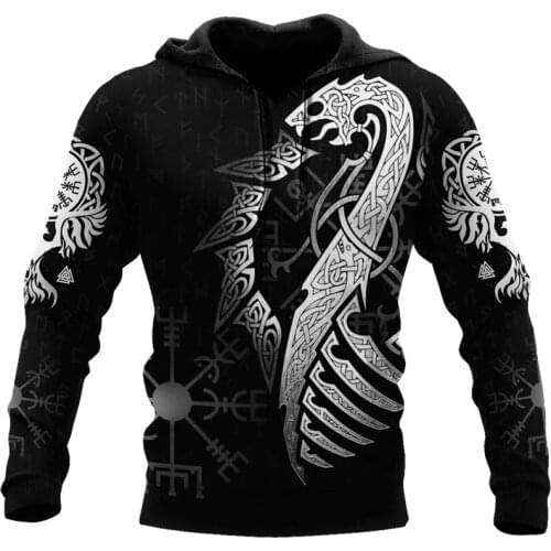 Fashion Autumn sweatshirt Beautiful Viking Tattoo pattern 3D Printed zipper Hoodies Unisex Casual Pullover Streetwear hoodie