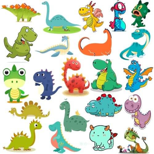 Cartoon Kawaii Dinosaur Animal Iron On Patches For DIY Heat Transfer Clothes T-Shirt Thermal Stickers Decoration Printing
