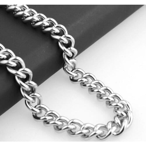 Granny Chic High Quality 316L Stainless Steel 11mm Heavy Silver Color Curb Mens Cuban Chain Necklace Or Bracelet jewelry 7"-40"