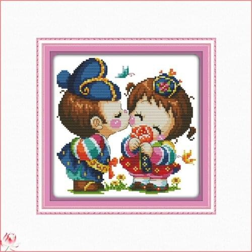 The Lovely Couple Cross Stitch kit 14CT 11CT Cross Stitch DIY Cartoon Cartoon Characters Pattern Embroidery Sewing Needlework
