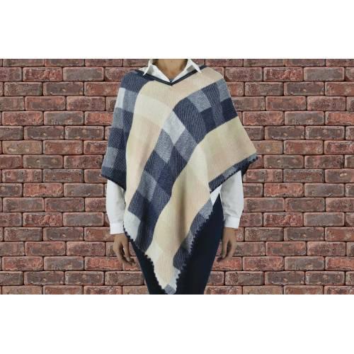 Wear Cape Pancho For Every Body Fits Lady Cotton Warm Fleece Famous Turkish Textile Tile Blue High Quality Production