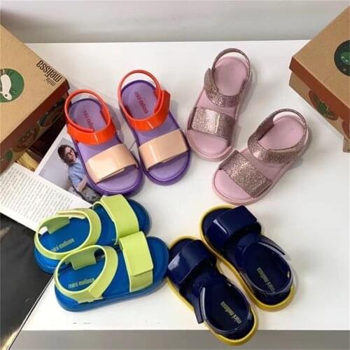 New Mini Melissa Jelly shoes 2020 Kids Girl Summer Sandals Childrens Fashion Beach Sandal Toddler Candy Shoes Non-slip HMI016