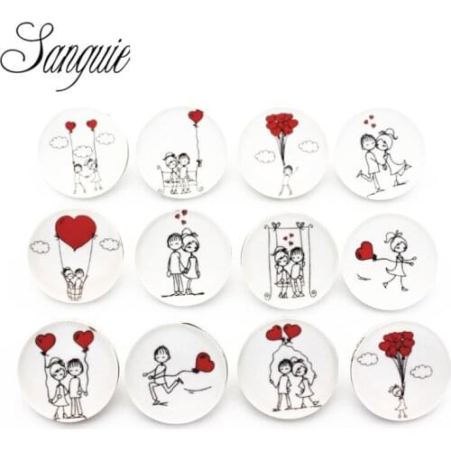 New Arrival 12pcs/lot glass snap jewelry 18mm snap buttons lovers lens leather clasp snap button bracelet