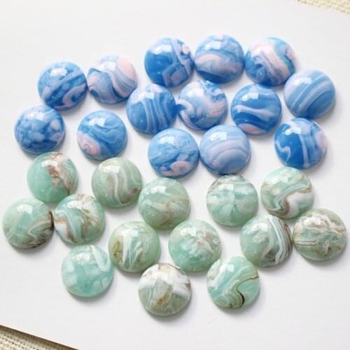 New style 50pcs/lot 17mm color printing geometry rounds shape flatback beads diy jewelry earring/garment accessory