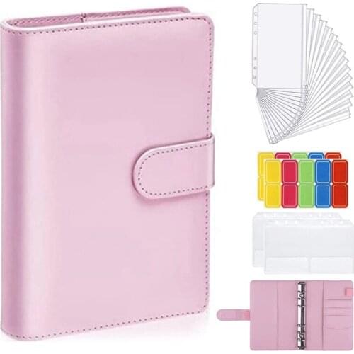 A6 Binder Bags,6 Rings Budget Binder with Self-Adhesive Label Stickers, for Office Supplies,Studies, School