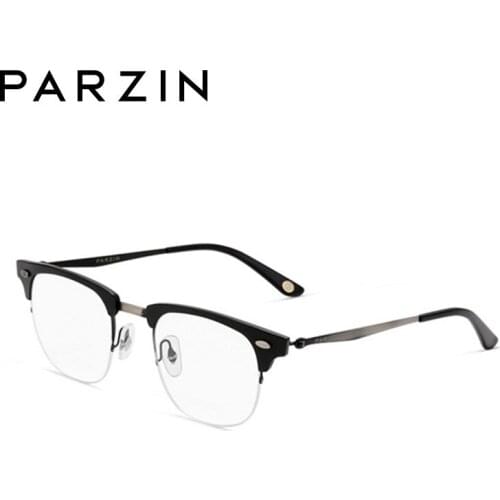 PARZIN Quality Acetate Glasses Frame Women Metal Optical Frames Men Eyeglasses Frame Myopia Vintage Precription Eyewear 8080B
