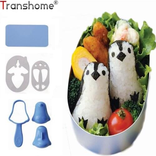 Penguin Rice Roll Suits Mold Kimbap Sushi Nori Punch Pad DIY Plastic Rice Ball Mould Bento Biscuit Cutter Cooking Tools