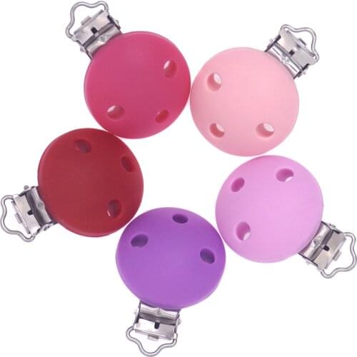 Sutoyuen Baby Round Pacifier Clips Silicone Teether Clip Holder Ecofriendly BPA Free Color Sensory Toys Accessory 4 pcs/lot