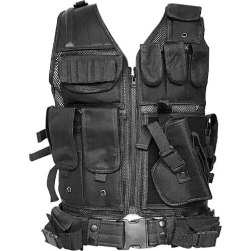 Tactical Police Military Vest Wargame Body Armor Sports Wear Molle Assault Airsoft Paintball Carrier Strike Vest With Holster