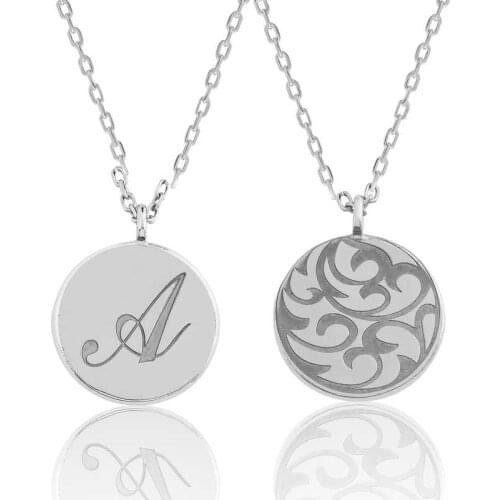 Tevuli 925 Sterling Silver Back Print Letter Plate Necklace