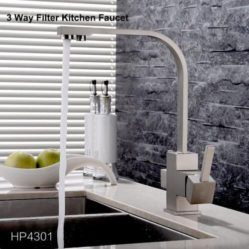 High Quality Brushed Nickle Filtered Water Hot Cold Water Ro Faucet Water Filter Faucet 3 Way Kitchen Faucet Tap Filter