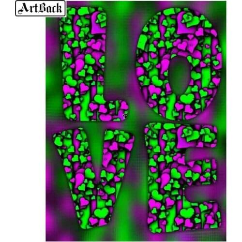 Green LOVE icon 5d diy diamond painting stickers cross stitch full square drill diamond mosaic 3d home decoration 12 style