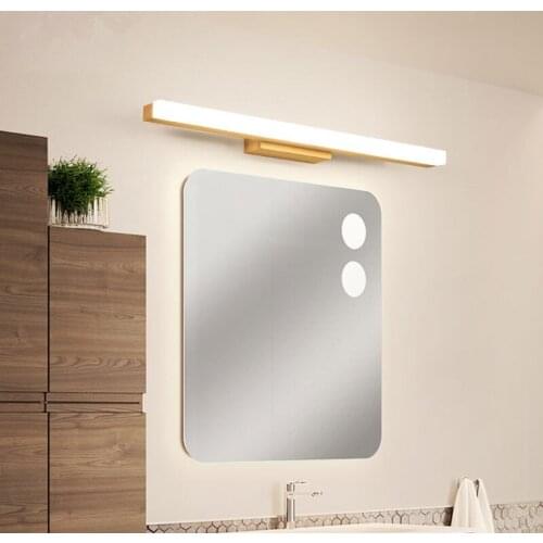 Nordic Solid wood LED mirrored lamp waterproof led bathroom lighted mirror vanity light Indoor wall light washroom lamp 220v