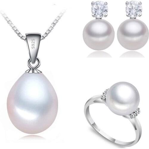 Real freshwater pearl jewelry set women natural pearl sets 925 sterling silver jewelry girl birthday engagement gift 3-X1-E3-J3