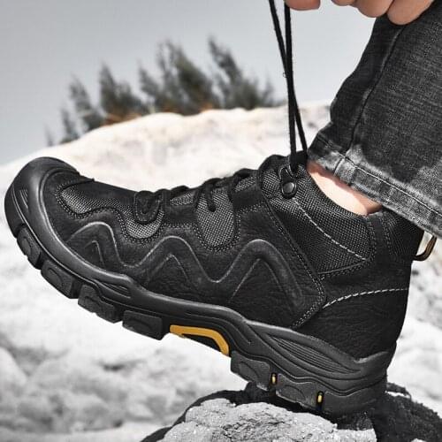 Winter Mens Boots Plush Warm Mens Winter Boots Outdoor Mens Snow Boots Designer Men Leather Hiking Boots