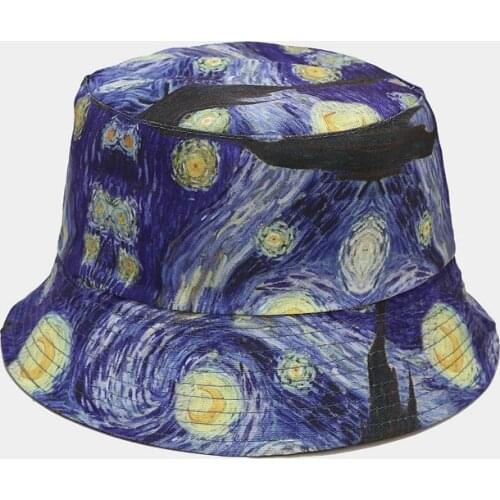 Starry Sky Reversible Bucket Hat Hip Hop Fishing Sun Hat Unisex Cotton Hiphop Colorful Two Side Panama Summer Sunhat Dropship