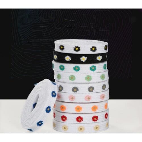 1Pair Little Daisies Color Shoelaces Printing Fashion Unisex Flat Shoe laces High-top Canvas Sneakers Shoelace Sports Shoelaces