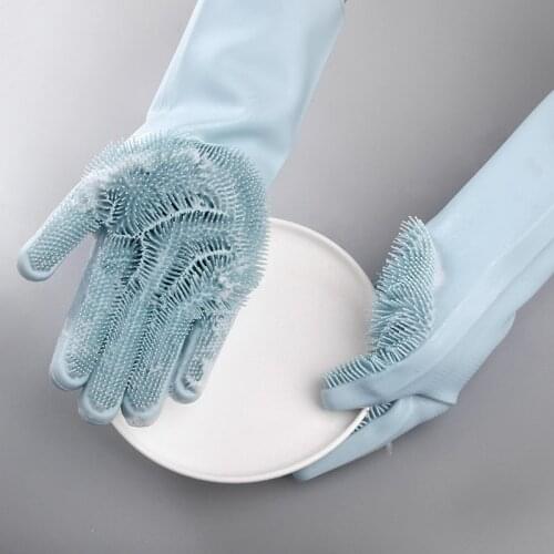 Magic Silicone Dish Washing Gloves Kitchen Accessories Dishwashing Glove Household Tools for Cleaning Car Pet Brush 1 Pair