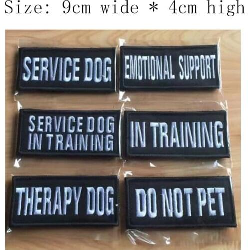 1pc Black White Embroidery Patch For Clothing SERVICE DOG/IN TRAINING/EMOTIONAL SUPPORT Of Hook And Loop/For Bag/First Aid 9cm