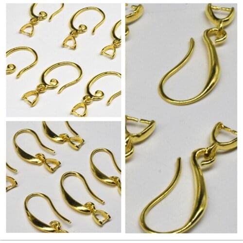 50pcs 3 Styles Of Color-preserving Glossy Copper Ear Hook Clip Earrings Accessories Jewelry Making Clasps&Hooks