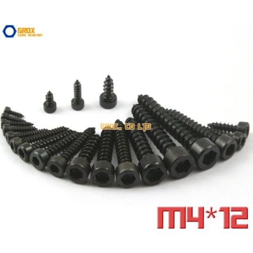 100 Pieces M4 x 12mm 8.8 Grade Alloy Steel Hexagon Socket Cap Head Self Tapping Screw Model Screw