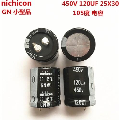 2PCS/10PCS 120uf 450v Nichicon GN 25x30mm 450V120uF Snap-in PSU Capacitor