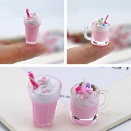 2pcs Doll Re-ment Miniature Pretend food Strawberry milkshake Drink for Dollhouse Kitchen Toys Accessories