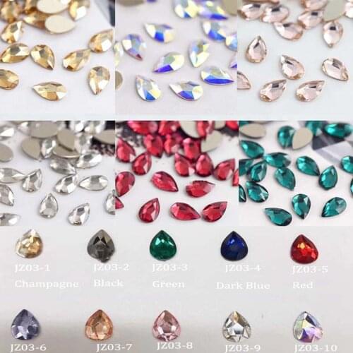 20PC Teardrop Crystal Rhinestones Laser Pointback Strass Water Drop Crystal Stones Non Hotfixr Nail Art Rhinestones Charms JZ03