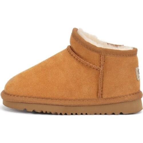 2021 Australian ankle Snow Boots Genuine Leather Boots for Girls Boys Winter Warm Childrens Shoes Plush Lazy Kids shoes 7-12y