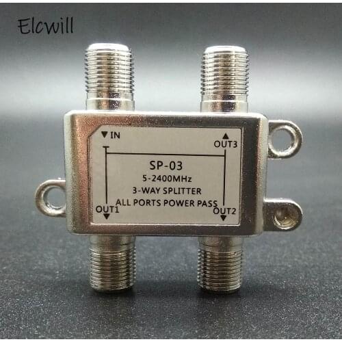 3 Way TV Satellite Splitter 5-2400MHz Frequency High Isolation Satellite TV Receiver for SATV / CATV Design