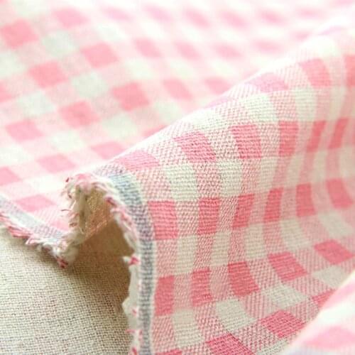 50*150cm Pink Cotton And Linen Plaid Fabric Handmade Diy Fabric Sofa Pillow Tablecloth Curtain Fabric Linen Fabric