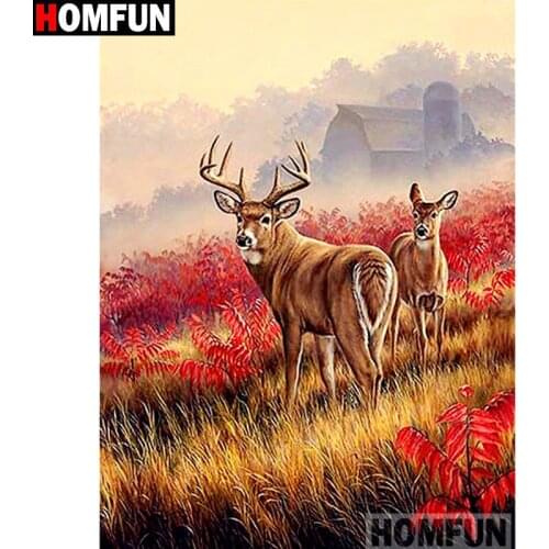 HOMFUN Full Square/Round Drill 5D DIY Diamond Painting "Animal deer" Embroidery Cross Stitch 5D Home Decor Gift A14160