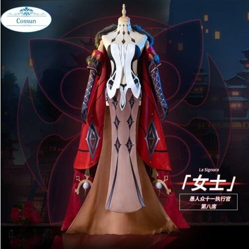 Anime Genshin Impact La Signora Villain Game Suit Dress Uniform Cosplay Costume Halloween Party Outfit Women Girls 2021 NEW