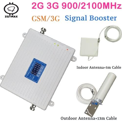 Antenna+2g 3g repeater 900 2100 dual Band gsm wcdma Cell Phone Signal Booster cellular amplifier for cell phone home