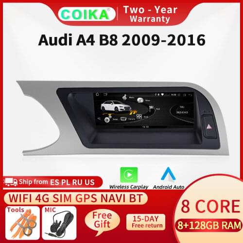 8.8" Android 10.0 System Car Stereo For Audi A4 2009-2016 With 2+32G RAM GPS Navi Radio WIFI Google BT SWC USB IPS Touch Screen