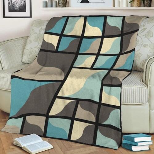 Abstract Geometric Pattern 3D Printed Velvet Plush Throw Fleece Blanket Bedspread Sherpa Blanket Home Decora