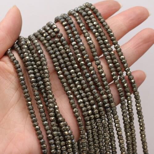 1PC Fine 3mm Natural Pyrite Beads Natural Stone Loose Beaded for Making DIY Jewerly Necklace Bracelet Accessories 3x4mm